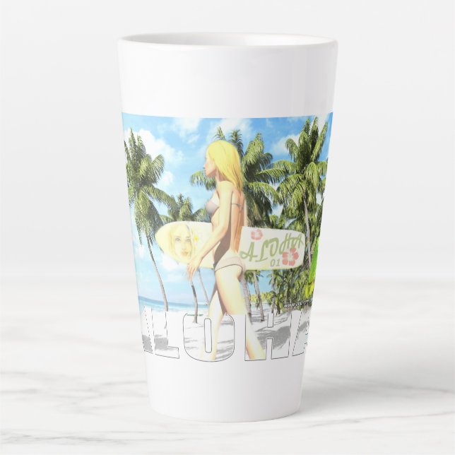 Caneca De Café Latte Aloha 01 (Frente)