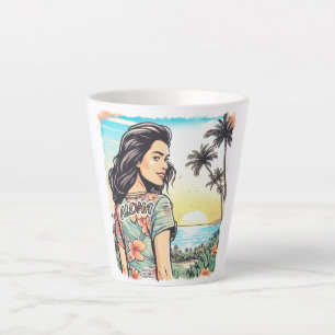 Caneca De Café Latte Aloha Girl