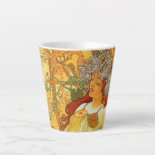 Caneca De Café Latte Alphonse Mucha Art Nouveau Autumn