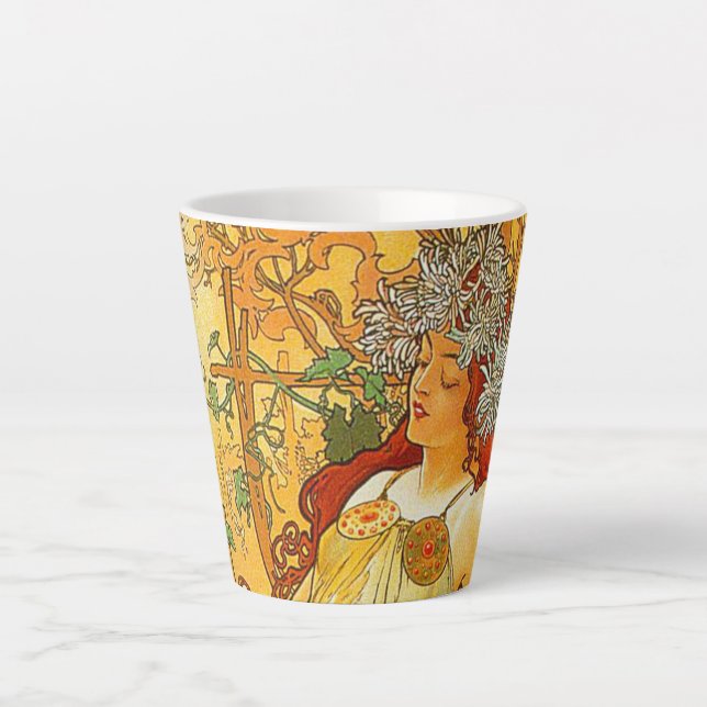 Caneca De Café Latte Alphonse Mucha Art Nouveau Autumn (Frente)
