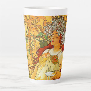 Caneca De Café Latte Alphonse Mucha Art Nouveau Autumn
