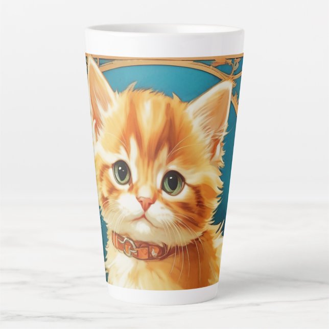 Caneca De Café Latte Alphonse Mucha Art Nouveau Cat (Frente)