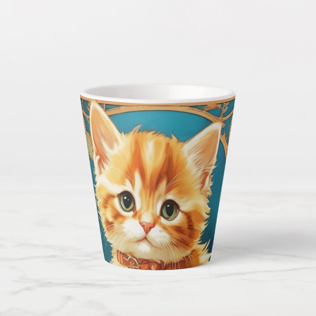 Caneca De Café Latte Alphonse Mucha Art Nouveau Cat (Frente)