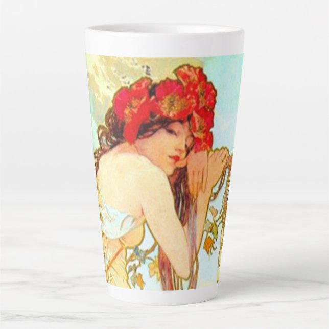 Caneca De Café Latte Alphonse Mucha Art Nouveau Summer (Frente)