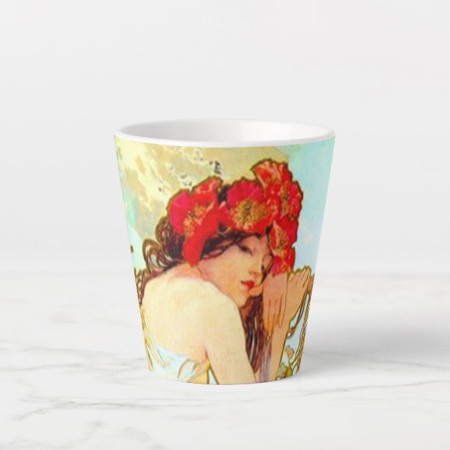 Caneca De Café Latte Alphonse Mucha Art Nouveau Summer (Frente)