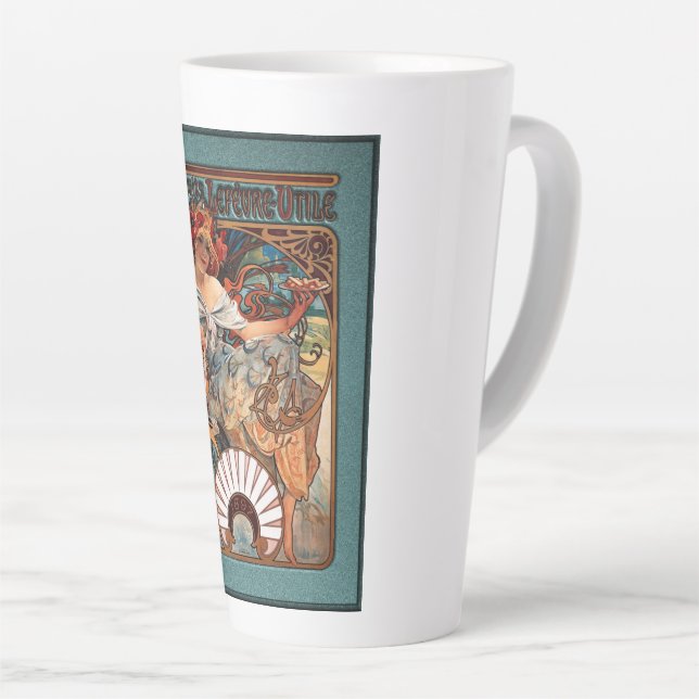 Caneca De Café Latte Alphonse Mucha Biscuits Lefevre-Utile Speckled (Ângulo direito)
