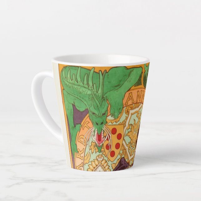 Caneca De Café Latte Alphonse Mucha Prince e Dragon (Ângulo esquerdo)