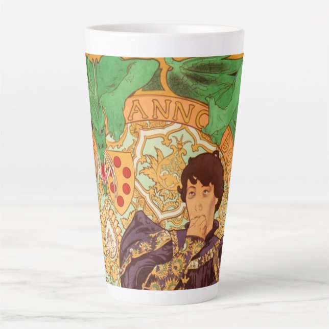 Caneca De Café Latte Alphonse Mucha Prince e Dragon (Frente)