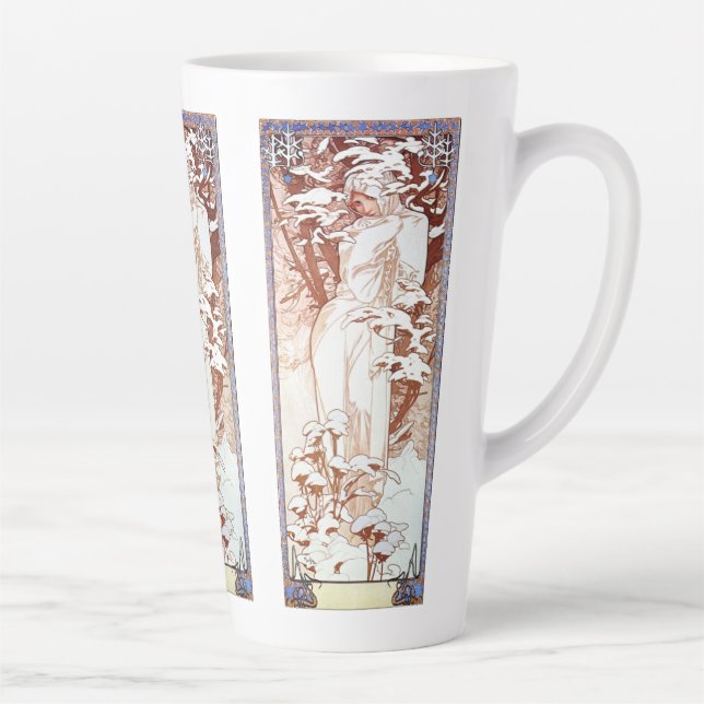 Caneca De Café Latte Alphonse Mucha - White de inverno (Direita)