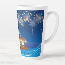 Caneca De Café Latte Aluguer de gatos em fogos de artifício a bordo de 