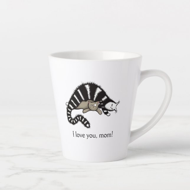 Caneca De Café Latte Ama Mãe Gato Mãe Bonita Mamma (Direita)