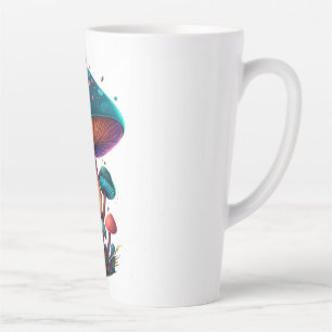 Caneca De Café Latte Amanita Muscaria De Trippy Blue