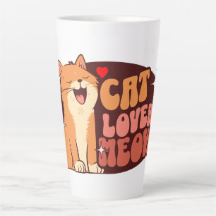 Caneca De Café Latte Amante de Gatos Meow - gato laranja