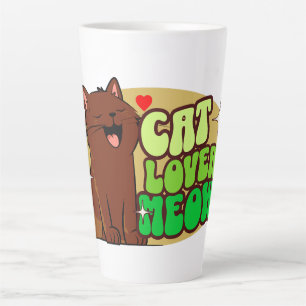 Caneca De Café Latte Amante de Gatos Meow - gato marrom