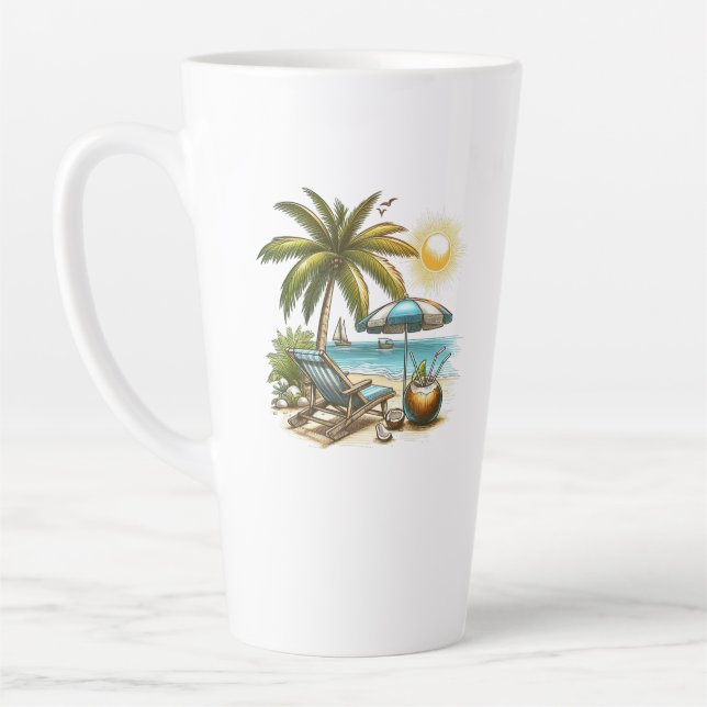 Caneca De Café Latte Amante de praia Grande (Esquerda)