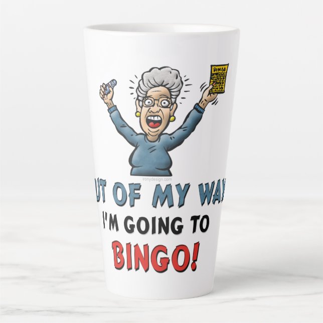 Caneca De Café Latte Amantes do Bingo (Frente)