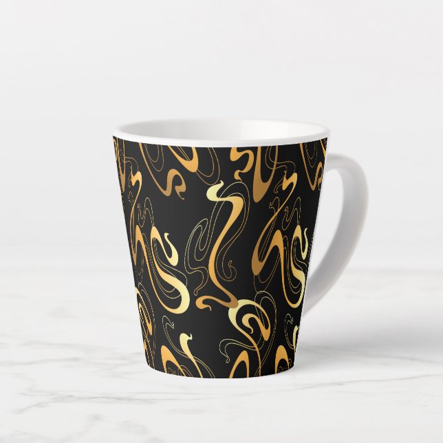 Caneca De Café Latte  Amarelo Abstrato   (Ângulo direito)