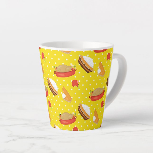 CANECA DE CAFÉ LATTE AMARELO COM OS AGRADECIMENTOS AOS TURCOS E PEDAÇOS (Ângulo direito)