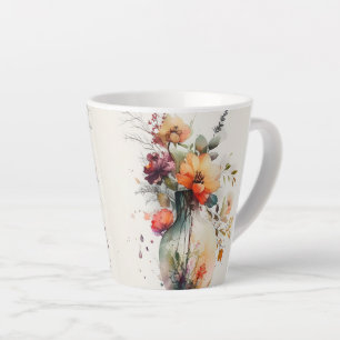 Caneca De Café Latte Amarelo cor-de-laranja-rosa de flores #11