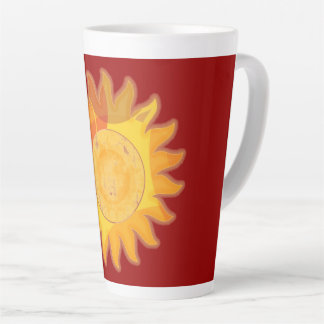 Caneca De Café Latte Amarelo e Vermelho Sol