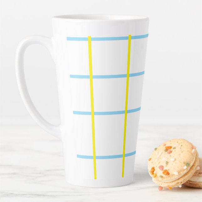 Caneca De Café Latte Amarelo Unisex, Branco Azul  (In Situ)