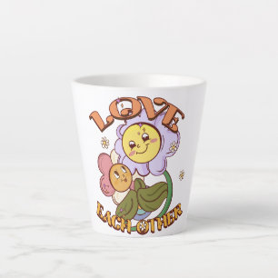 Caneca De Café Latte Ame-se   Whimsical Floral Design
