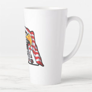 Caneca De Café Latte American Bald Eagle com bandeira dos EUA - Patriót
