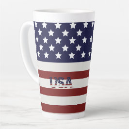 Caneca De Café Latte American Flag American USA Pattern