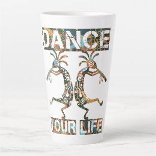 Caneca De Café Latte americanos nativos Kokopelli - Dance sua vida 1