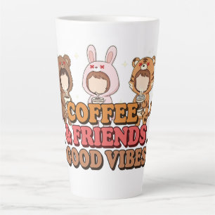 Caneca De Café Latte Amigos de Animais Fofos Amantes de Café
