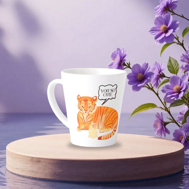 Caneca De Café Latte Amizade a Tigre e Bunny - Figuras (Criador carregado)