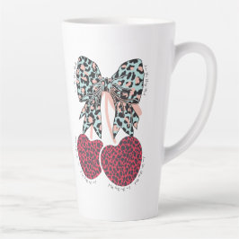 Caneca De Café Latte Amo cereja muito fruta engraçado