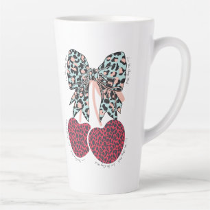 Caneca De Café Latte Amo cereja muito fruta engraçado