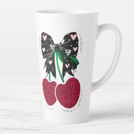 Caneca De Café Latte Amo cereja muito fruta engraçado