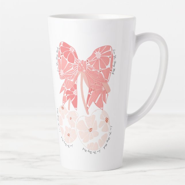 Caneca De Café Latte Amo cereja muito fruta engraçado (Direita)