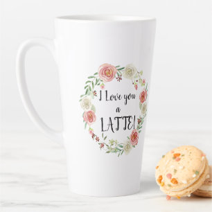 Caneca De Café Latte Amo-te a Rosas de água floral