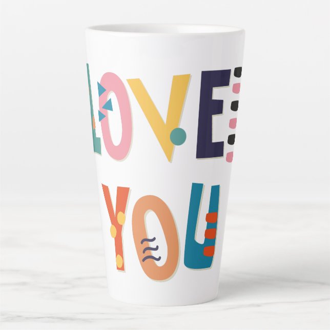 Caneca De Café Latte Amo-Te Cores (Frente)