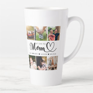 Caneca De Café Latte Amo-Te, Mamãe, Crianças Nomeia Colagem Fotográfica