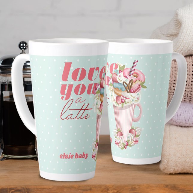 Caneca De Café Latte Amo-te um Latite Retro Doces (Criador carregado)
