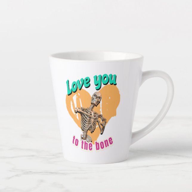 Caneca De Café Latte Amo Você até os Ossos Humor de Esqueleto (Direita)