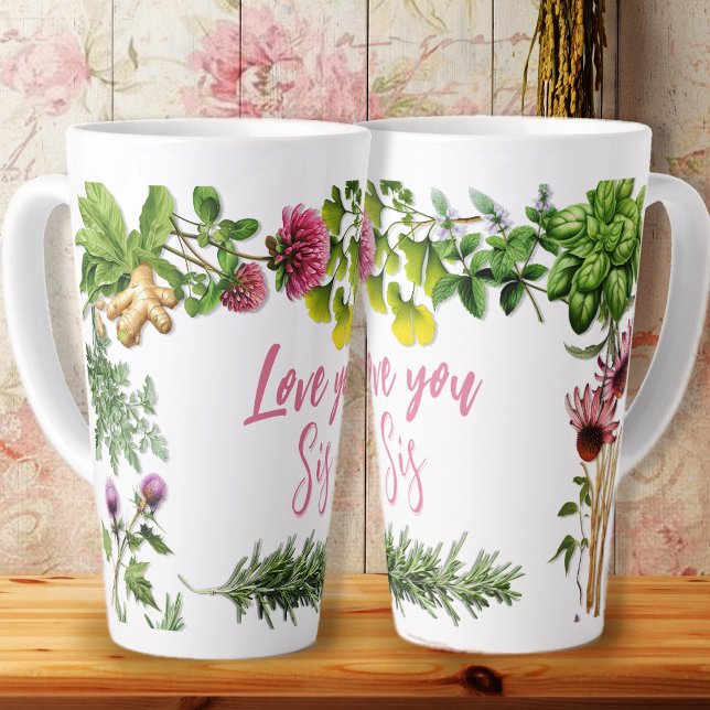 Caneca De Café Latte Amo Você Personalizou A Lata Latina Com Plantas (Criador carregado)