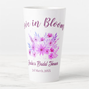 Caneca De Café Latte amor boho rosa em flor nome chá de noiva retrô