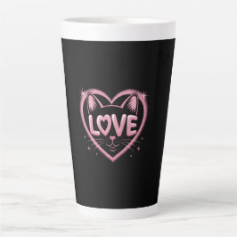 Caneca De Café Latte Amor de Gato Brilhante