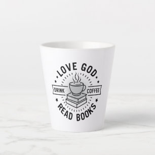 Caneca De Café Latte Amor Deus Beba Café Ler Livros Vintage