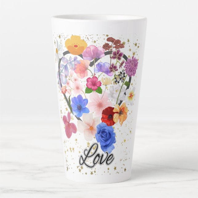 Caneca De Café Latte Amor e Flores (Frente)