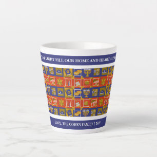 Caneca De Café Latte Amor e Luz Família simples de Hanukkah
