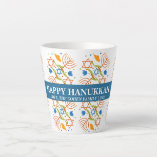 Caneca De Café Latte Amor e Luz Família Simples Elegante de Chanucá
