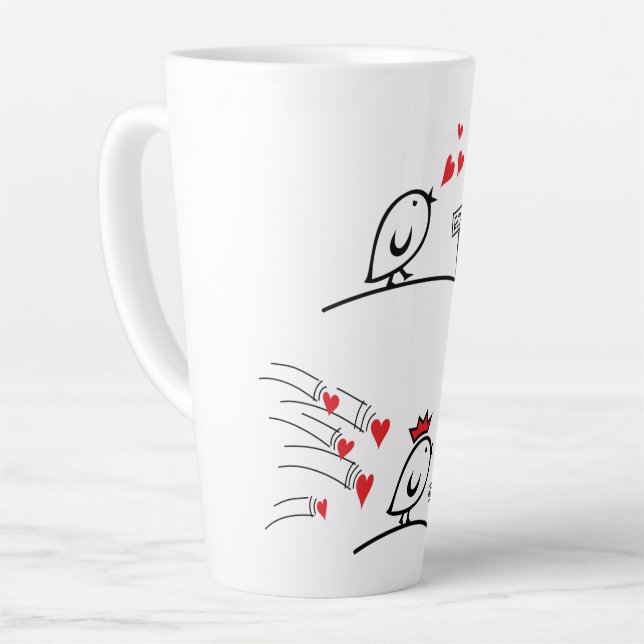 Caneca De Café Latte AMOR ECHO - Pássaros Cômicos Tweetlercools 1 (Ângulo esquerdo)