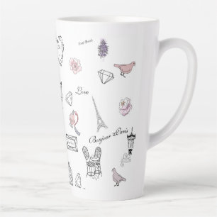 Caneca De Café Latte Amor em Peris Bohemian Chic Floral Boho Girlly