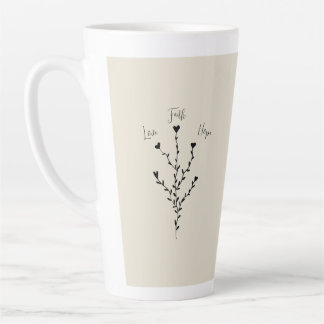 Caneca De Café Latte Amor Fé Esperança em Linen Tall Coffee Mug